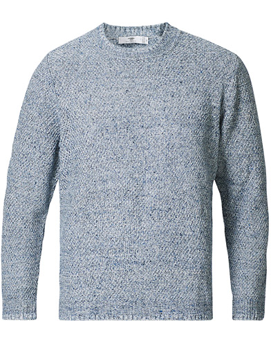 Knitted Jumpers |  Moss Stiched Linen Crew Neck Light Blue