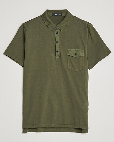 Men |  | Replay | Organic Cotton Jersey Polo Army Green