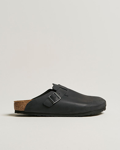 Men | Sandals & Slides | BIRKENSTOCK | Boston Classic Footbed Black Waxy Leather
