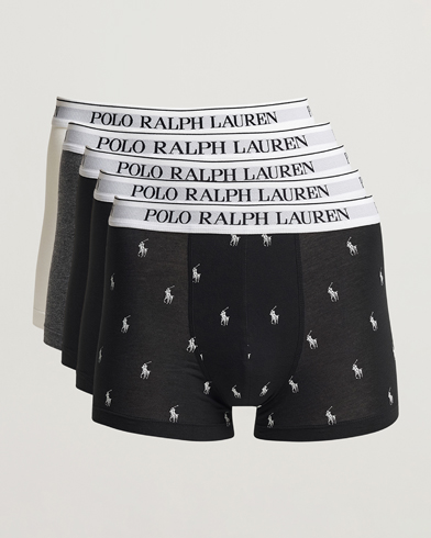 Men | Underwear & Socks | Polo Ralph Lauren | 5-Pack Trunk White/Black/Grey