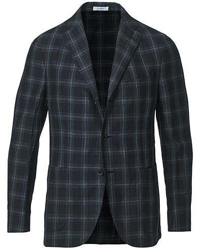 Linen Blazers |  K Jacket Wool/Linen Overcheck Blazer Navy