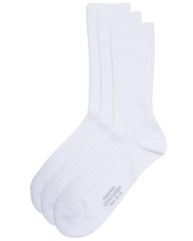 Men | Amanda Christensen | Amanda Christensen | 3-Pack True Cotton Ribbed Socks White