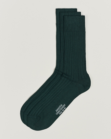 Men | Amanda Christensen | Amanda Christensen | 3-Pack True Cotton Ribbed Socks Bottle Green