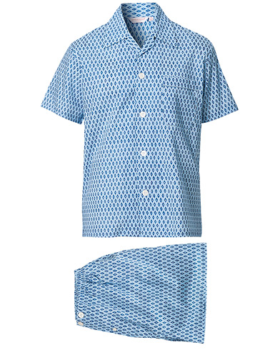 Pyjamas & Robes |  Shortie Printed Cotton Pyjama Set Blue
