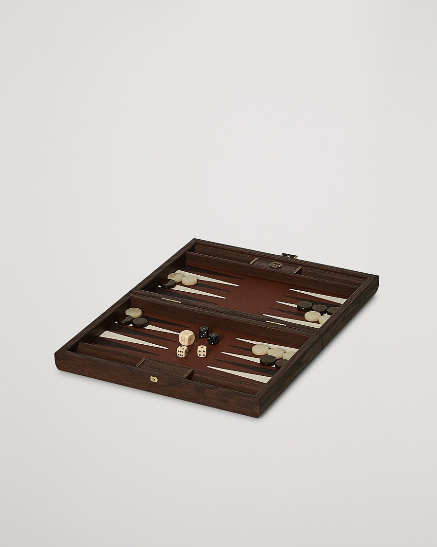 Manopoulos Small Leatherette Backgammon Set Caramel Brown – Brown