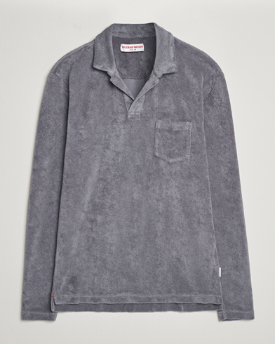 Men | Long Sleeve Polo Shirts | Orlebar Brown | Terry Long Sleeve Polo Granite
