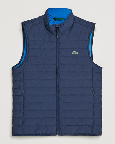 Men | Lacoste | Lacoste | Lightweight Water-Resistant Quilted Zip Vest Navy Blue