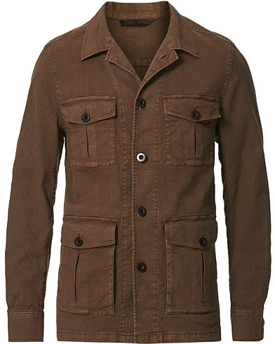  |  Linen Safari Shirt Jacket Brown