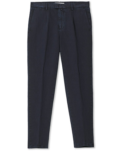 Linen Trousers |  Easy Fit Pleated Linen Trousers Navy