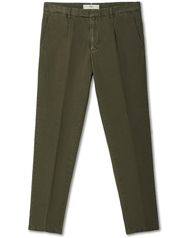 Linen Trousers |  Easy Fit Pleated Linen Trousers Olive