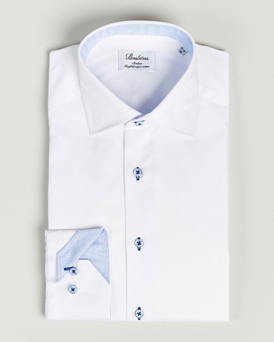 Men | Shirts | Stenströms | Slimline Contrast Cut Away Shirt White