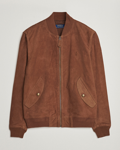 Men | Coats & Jackets | Polo Ralph Lauren | Gunners Lined Suede Bomber Jacket Country Brown