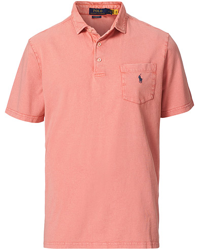 Short Sleeve Polo Shirts |  Cotton/Linen Pocket Polo Amalfi Red