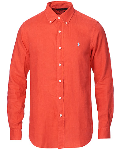 Polo Ralph Lauren Custom Fit Linen Button Down Shirt Racing Red
