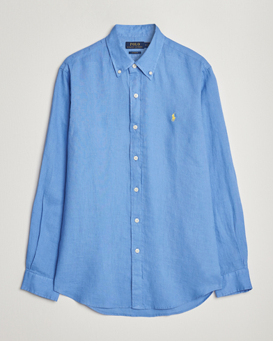 Men | Linen Shirts | Polo Ralph Lauren | Custom Fit Linen Button Down Harbor Island Blue