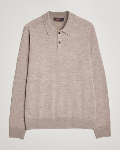 Men | Sweaters & Knitwear | Morris | Merino Knitted Polo Khaki Melange