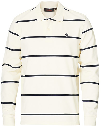 Long Sleeve Polo Shirts |  Leamington Striped Rugger White/Navy