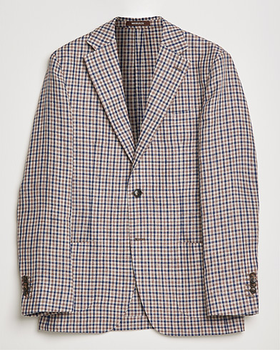 Men | Wool Blazers | Morris Heritage | Mike Patch Pocket Checked Blazer Brown