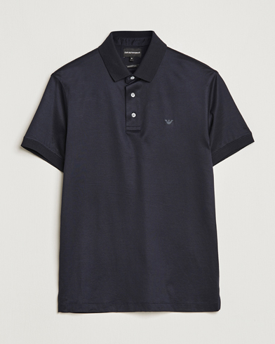 Men | Short Sleeve Polo Shirts | Emporio Armani | Cotton Tencel Polo Navy