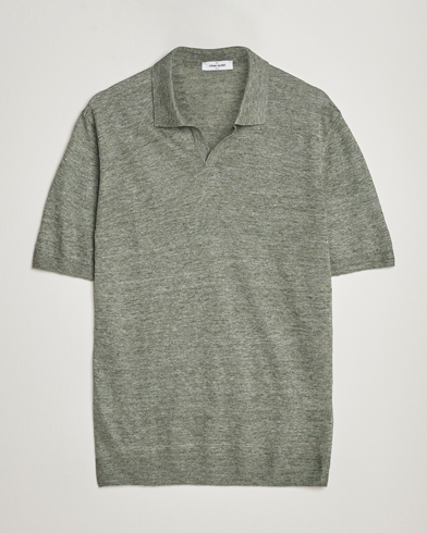 Men | Gran Sasso | Gran Sasso | Knitted Linen Polo Green