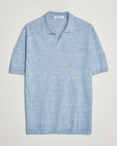 Men |  | Gran Sasso | Knitted Linen Polo Blue