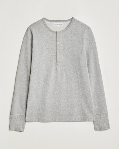 Men | Long Sleeve T-shirts | Merz b. Schwanen | Classic Organic Cotton Henley Sweater Grey Mel
