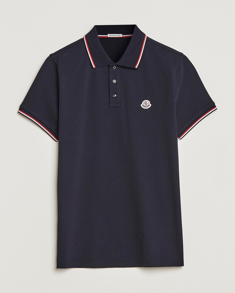 Moncler Contrast Rib Polo Navy – Blue