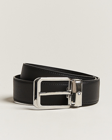 Men | Dark Suit | Montblanc | Black 35 mm Leather belt Black