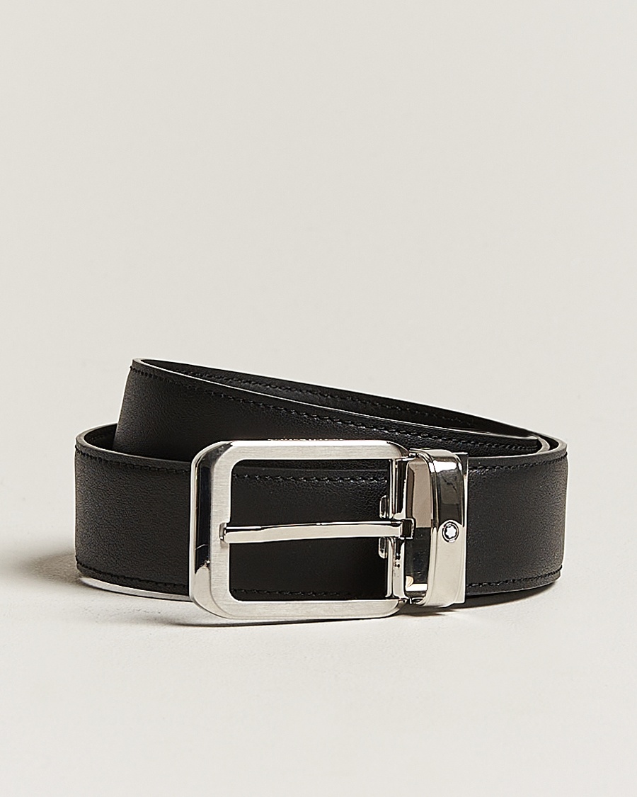 Montblanc Black 35 mm Leather belt Black – Black