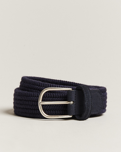Men | New product images | Anderson's | Braided Wool Belt Navy