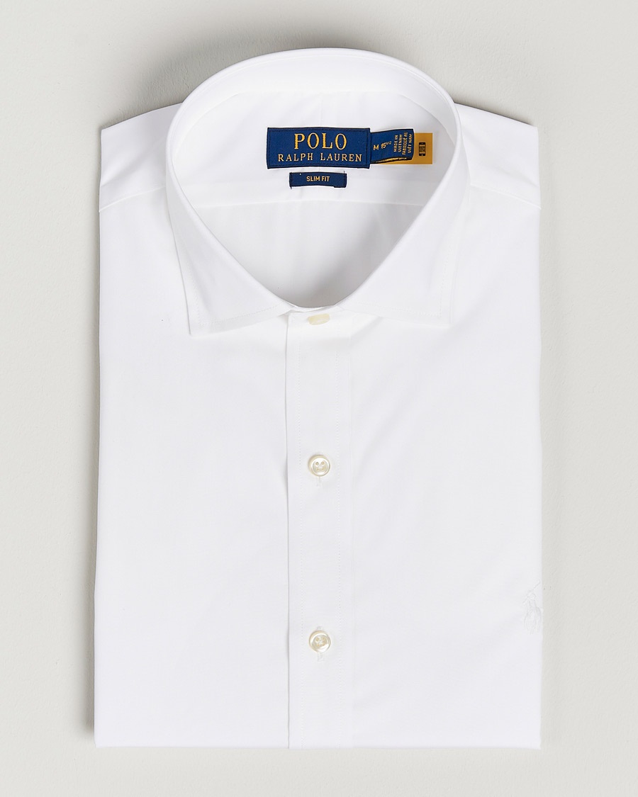Polo Ralph Lauren Slim Fit Poplin Cut Away Dress Shirt White – White