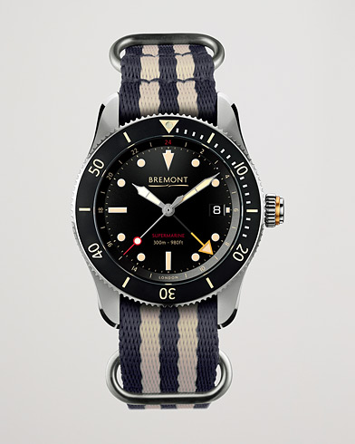 Men | Watches | Bremont | S302 Supermarine GMT Nato 40mm Black Dial