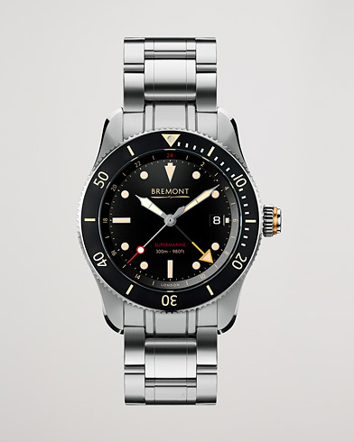 Men | Watches | Bremont | S302 Supermarine GMT 40mm Steel Bracelet Black Dial
