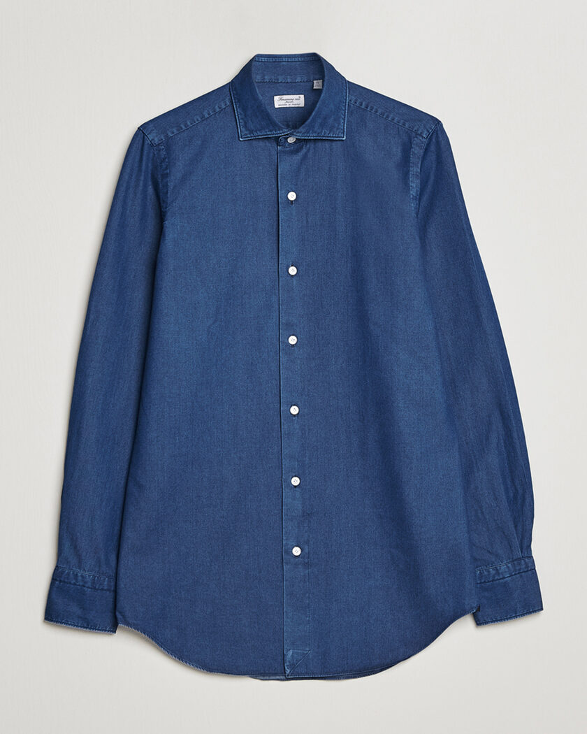 Finamore Napoli Milano Slim Denim Shirt Dark Indigo – Blue