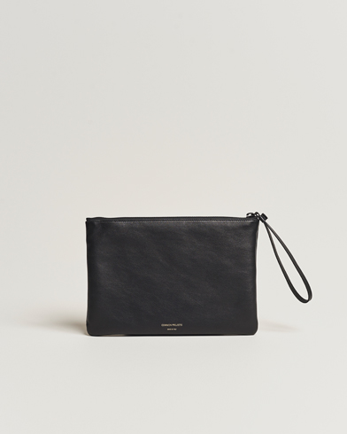 Portfolios |  Medium Flat Nappa Leather Pouch Black