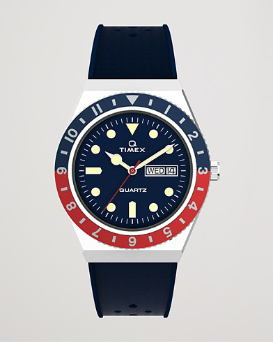 Men | Watches | Timex | Q Diver 38mm Rubber Strap Blue/Red