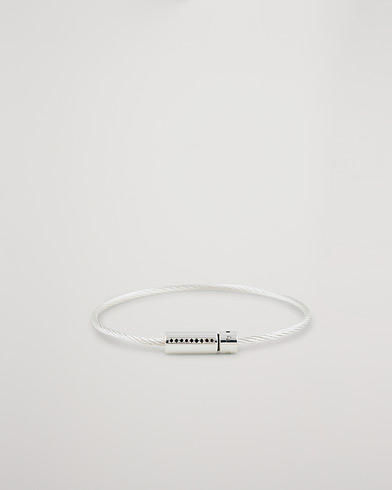 Men | Jewellery | LE GRAMME | Cable Diamond Bracelet Polished Sterling Silver