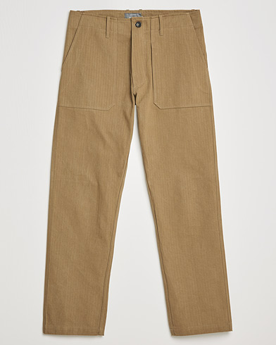 Men | Formal Trousers | Private White V.C. | Maker´s Cotton Herringbone Trousers Sand