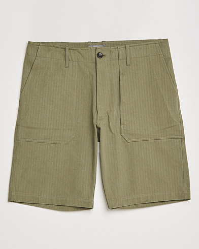 Men | Chino Shorts | Private White V.C. | Maker´s Cotton Herringbone Shorts Khaki