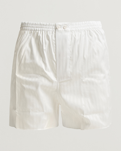 Men | Underwear | Zimmerli of Switzerland | Mercerized Cotton Boxer Shorts White Stripes