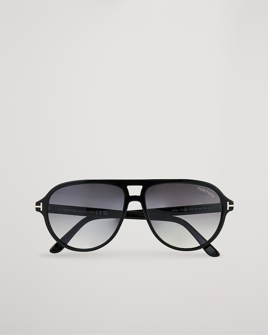 Tom Ford Jeffrey Sunglasses Shiny Black/Gradient Smoke – Black