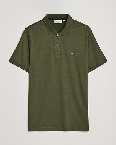Men | Polo Shirts | Calvin Klein | Slim Fit Smooth Cotton Polo Dark Olive