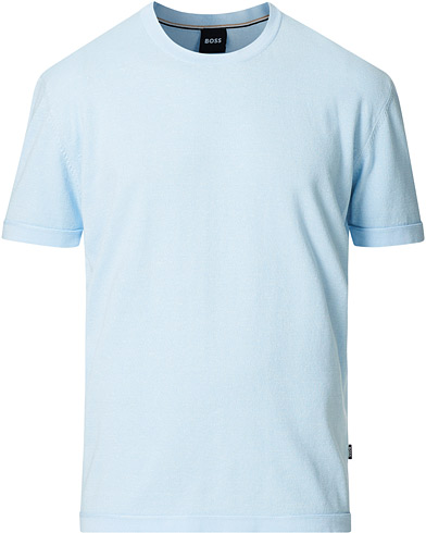 Men | T-Shirts | BOSS | Tameo Cotton/Linen T-shirt Light Blue