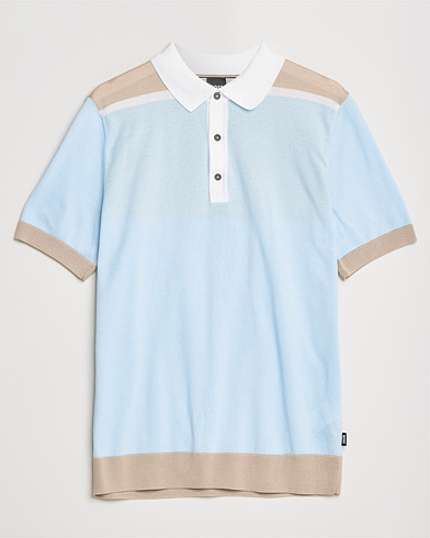 Men | Short Sleeve Polo Shirts | BOSS | Tadini Knitted Polo Light Blue