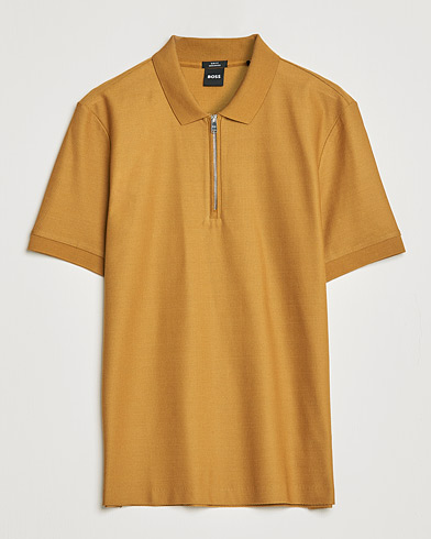 Men | Short Sleeve Polo Shirts | BOSS | Polston Half-Zip Polo Open Beige