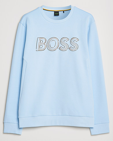 Men | Sweaters & Knitwear | BOSS Athleisure | Salbo Logo Crew Neck Sweatshirt Light Blue