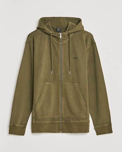 Men | Sweaters & Knitwear | BOSS Casual | Zefade Full Zip Hoodie Dark Green