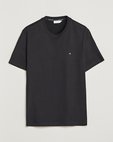 Men | Calvin Klein | Calvin Klein | Cotton Embroidery Logo Crew Neck T-Shirt Black