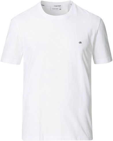 Men | Calvin Klein | Calvin Klein | Cotton Embroidery Logo Crew Neck T-Shirt White