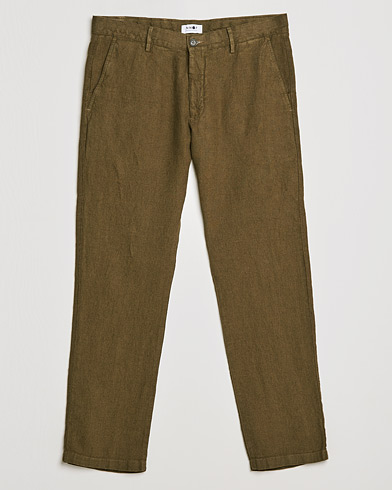 Men | The Linen Closet | NN07 | Karl Linen Trousers Dark Olive